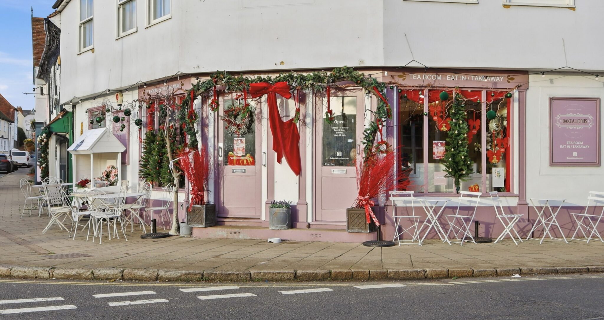 A pretty pink cafe in Coggeshall town center