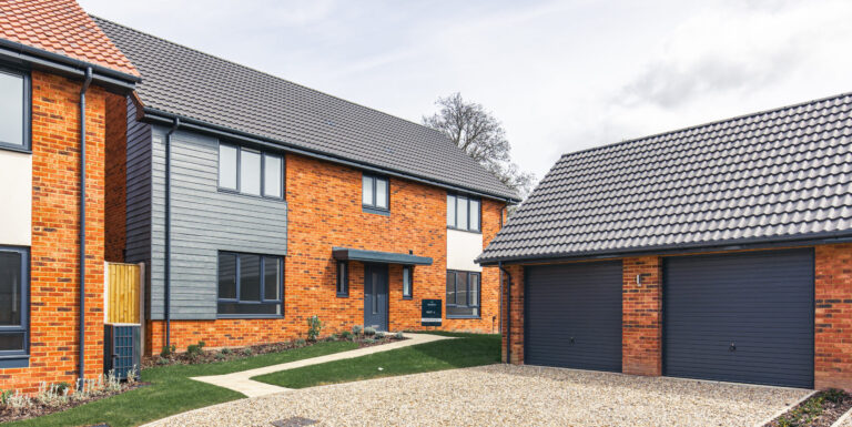 External view of Plot 4, large 4 bedroom detached property with double garage and driveway for 3 vehicles.